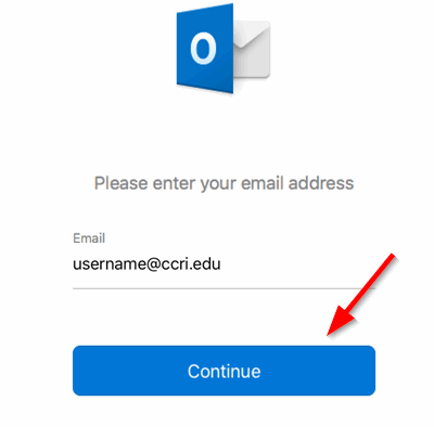 Enter CCRI e-mail account